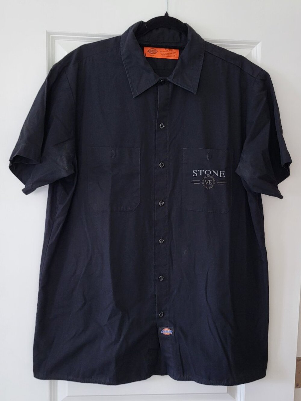 Vintage 2007 Stone Brewing Vertical Epic Dickies Work Shirt Mens XL Black Y2K